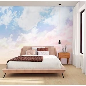 Blue Sky Cloudscape Wallpaper Mural: Peel and Stick Wall Decor