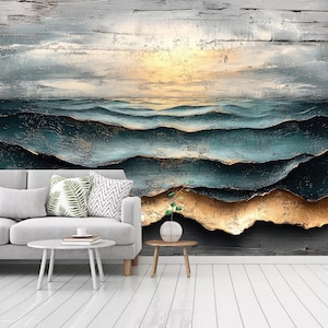 3D Abstrakt Meereswellen Natur Tapeten Wandbild Wanddekor