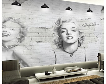 Marilyn Monroe Foto Wallpaper Tejida Autoadhesiva Mural de Pared Arte M108