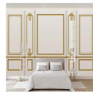 European Style Plaster 3D Golden Plaid Wallpaper Wall Murals