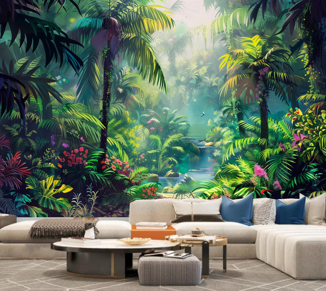 Tropical Rainforest Peel and Stick Wallpaper Mural - Etsy