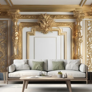 3D Luxury White Gold Columns Wallpaper Wall Mural Home Decor for Living Room Bedroom Dinning Room