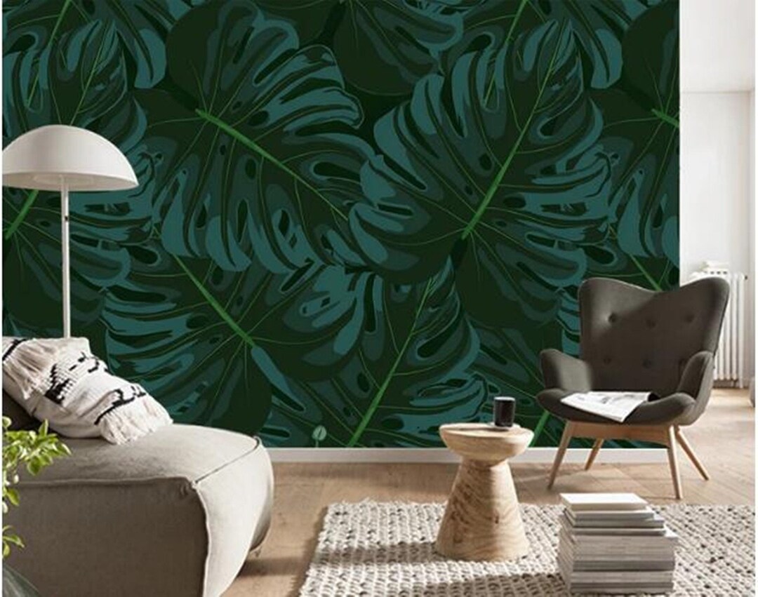 Custom Wall Mural Tropical Plants Wallpaper European Dark Green Banana ...