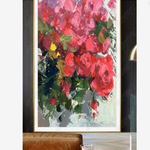 Handgemachtes Ölgemälde Rote Rosen: Handgemachtes Wandbild (ohne Rahmen)