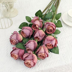 Frayed Edge Artificial Rose – Fire-Baked Stem, DIY Floral (23.6&quot;)