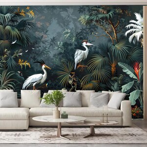 Tropical Rainforest Wallpaper Mural: Peel and Stick Jungle Scene