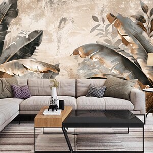 Banana Leaf Wallpaper Mural: Tropical Plant Home Decor