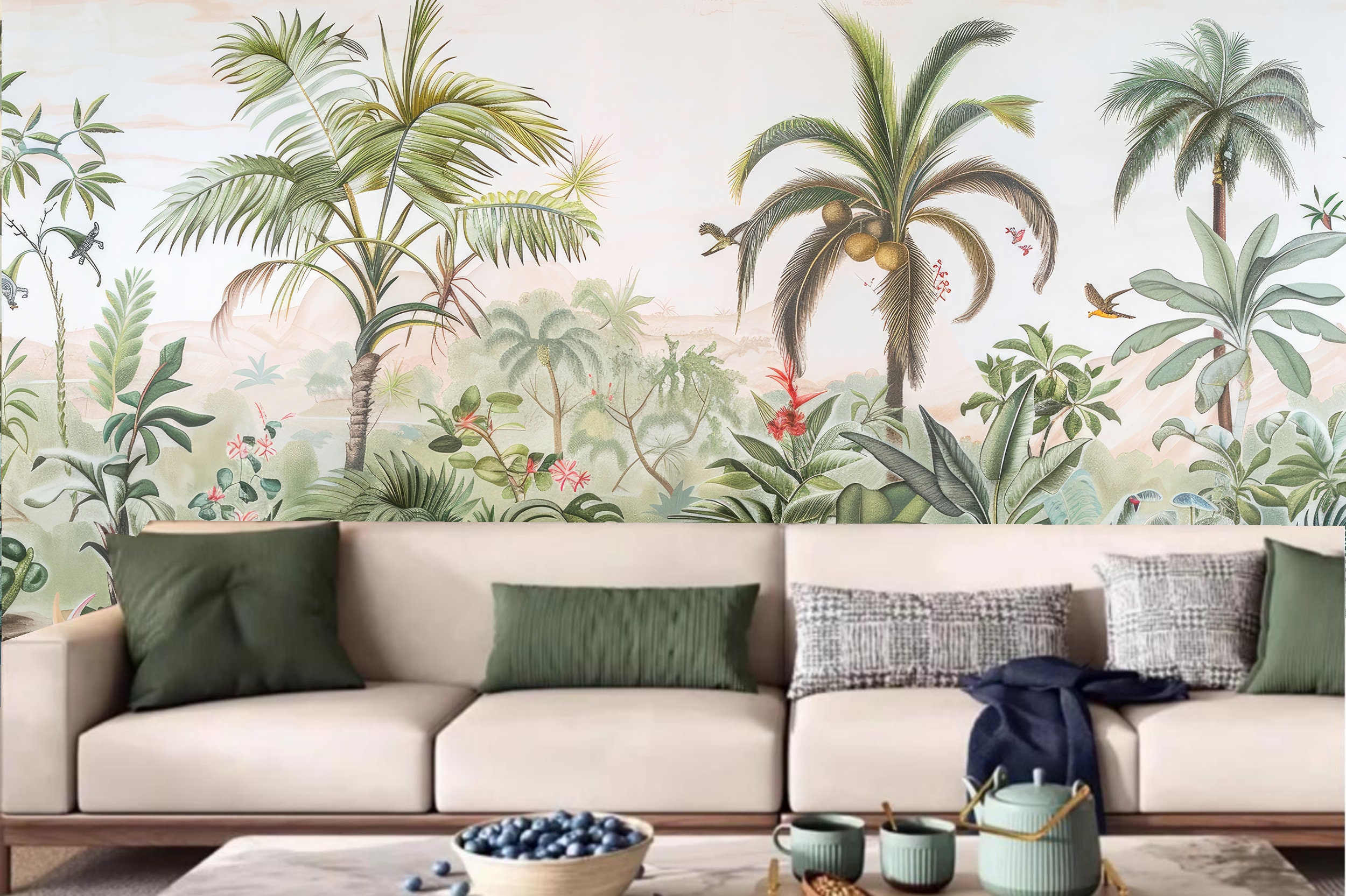 Tropical Rainforest Wallpaper Mural: Peel and Stick Jungle Wall Decor ...