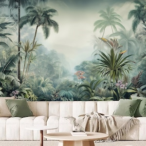Tropical Rainforest Plants and Trees Jungle Forest Wallpaper Wall Mural Wall Decor for Living Room Bedroom or Dinning Room
