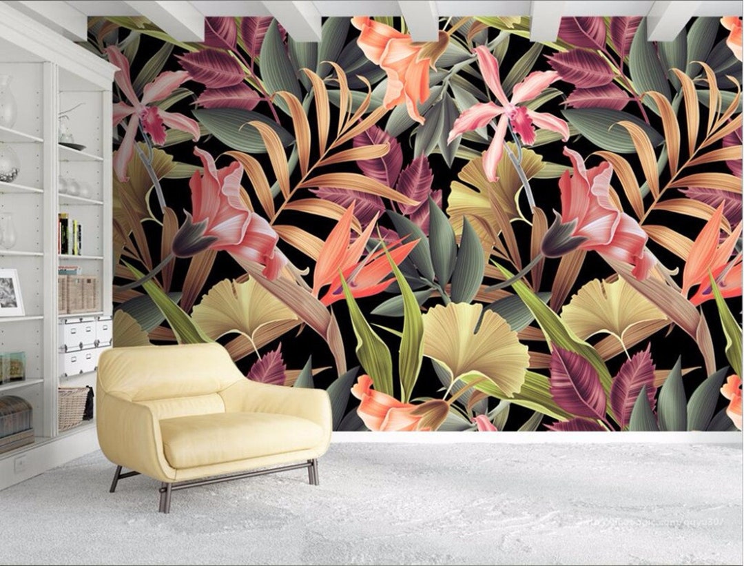Custom Wallpaper Photo Mural Scandinavian Style Tropical Plant - Etsy