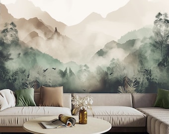 Trees Forest with Mountains Nature Landscape Wallpaper Wall Mural Home Decor for Living Room Bedroom or Dinning ROom