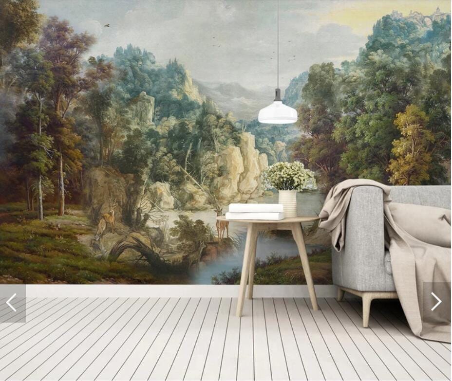 Nordic Vintage Hand Painted Tropical Wallpaper Mural Wall - Etsy Australia