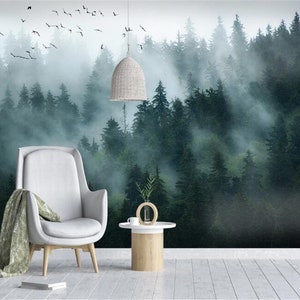 Nordic Minimalist Smoke Landscape Birds Forest Living Room Bedroom Background Wallpaper Wall Murals