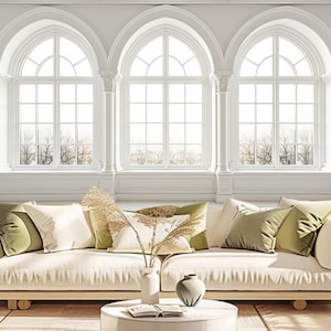 3D White Windows European Style Roman Column Wallpaper Wall Mural Home Decor for Living Room Bedroom or Dinning Room