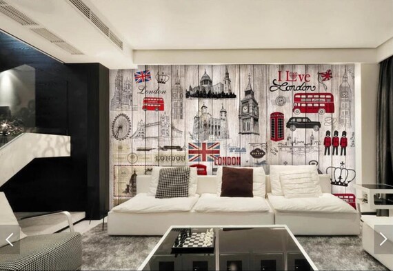 European Vintage Wood Floor Uk London Wallpaper Mural Large Size Painting Wall Paper For Living Room Tv Background Wall Decor