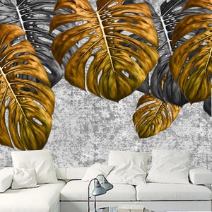 Hanging Monstera Leaf Tropical Leaves Wallpaper Wall Mural Home Decor