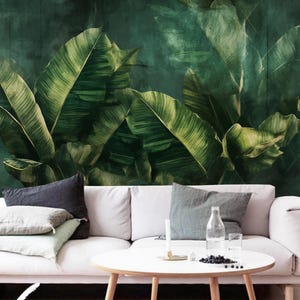 Tropical Banana Leaves Green Plants Wallpaper Wall Mural Wall Decor for Living Room Bedroom or Dinning Room