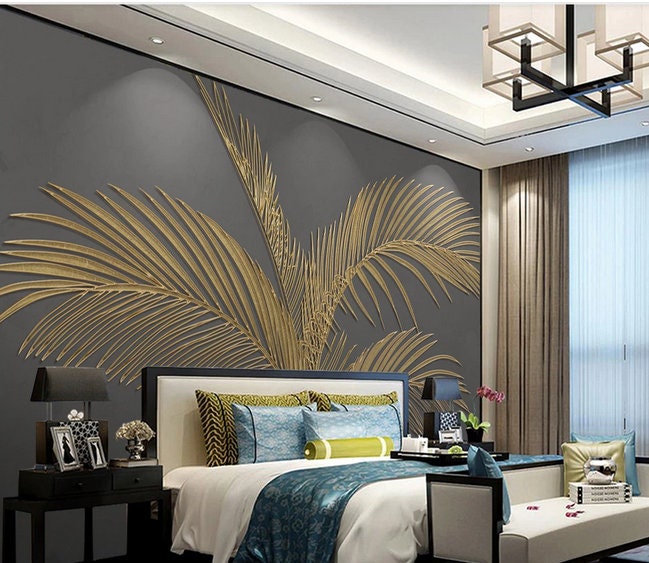 Luxury Gold Banana Leaf Wallpaper 3D Huge Banana Leaf Wall Etsy UK