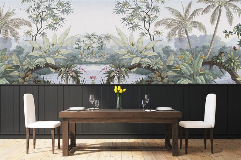 Oil Painting Tropical Rainforest Wallpaper Wall Mural Jungle Frorest Trees Scenic Wall Mural Living Room Bedroom Wallpaper Wall Murals Wall Decals Murals Home Living Delage Com Br