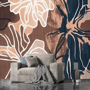 Abstract Big Flowers Floral Wallpaper Wall Mural Home Deco for Living Room Bedroom or Dinning Room Wall Decor