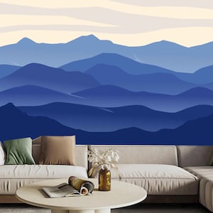 Ombre Blue Mountains Creative Mountains Kids&#39; Babies&#39; Room Wallpaper Wall Mural Home Decor