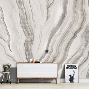 Simple Grey and White Marble Wallpaper Wall Murals Wall Decor
