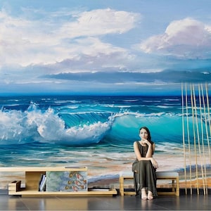 Sea Views Beach Sea Waves Wallpaper Wall Mural for Living Room Bedroom Dinning Room