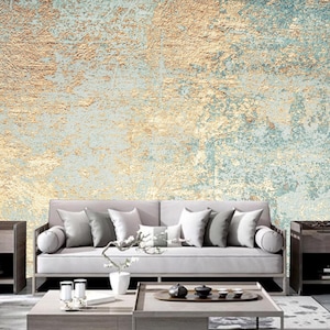 Creative White and Golden Messy Wall Stucco Texture Graffiti Wallpaper Wall Mural Home Decor