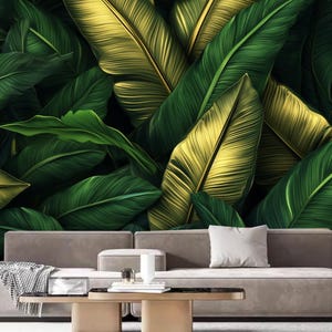 Dark Background Palms Tropical Rainforest Leaves Wallpaper Wall Mural Wall Decor