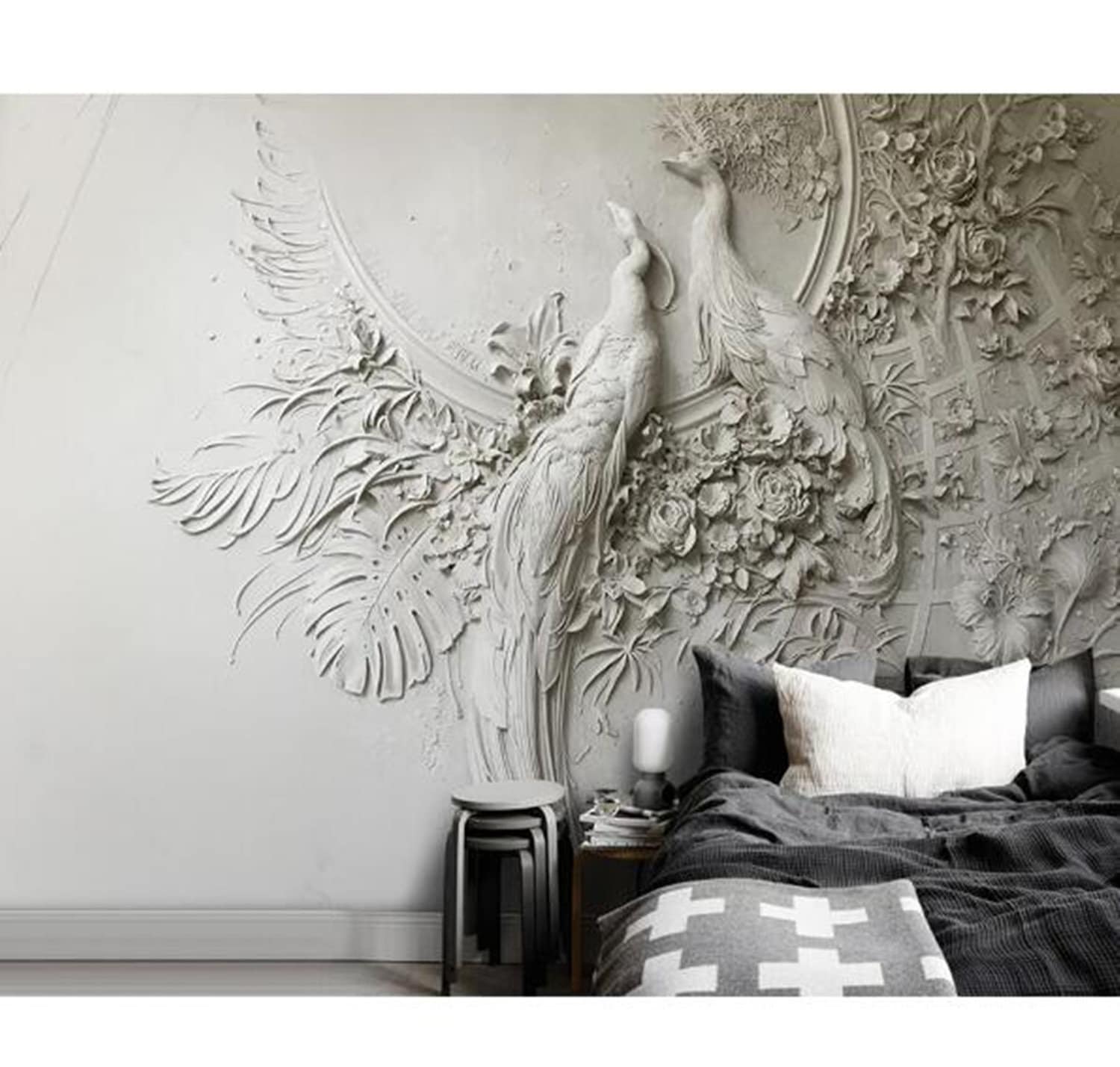 3D Embossed Peacock Room Mural Wallpaper Self-adhesive Door Stickers Wall Decor 3D Embossed Peacock Room Mural Wallpaper Self-adhesive Door Stickers Wall Decor