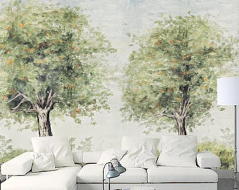 Cartoon Trees Forest Tropical Green Trees Nursery Wallpaper Wall Mural Home Decor