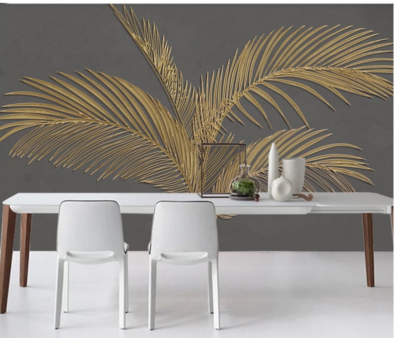 Luxury Gold Banana Leaf Wallpaper 3D Huge Banana Leaf Wall Etsy