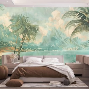 Tropical Rainforest Wallpaper Mural: Green Mountain Jungle Home Decor