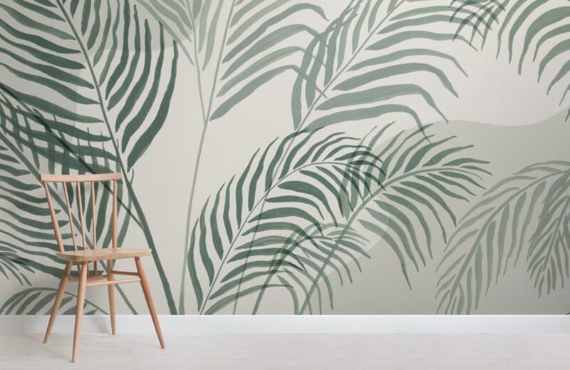 Green Palm Leaf Wallpaper Mural: Tropical Home Decor, Peel & Stick - Etsy