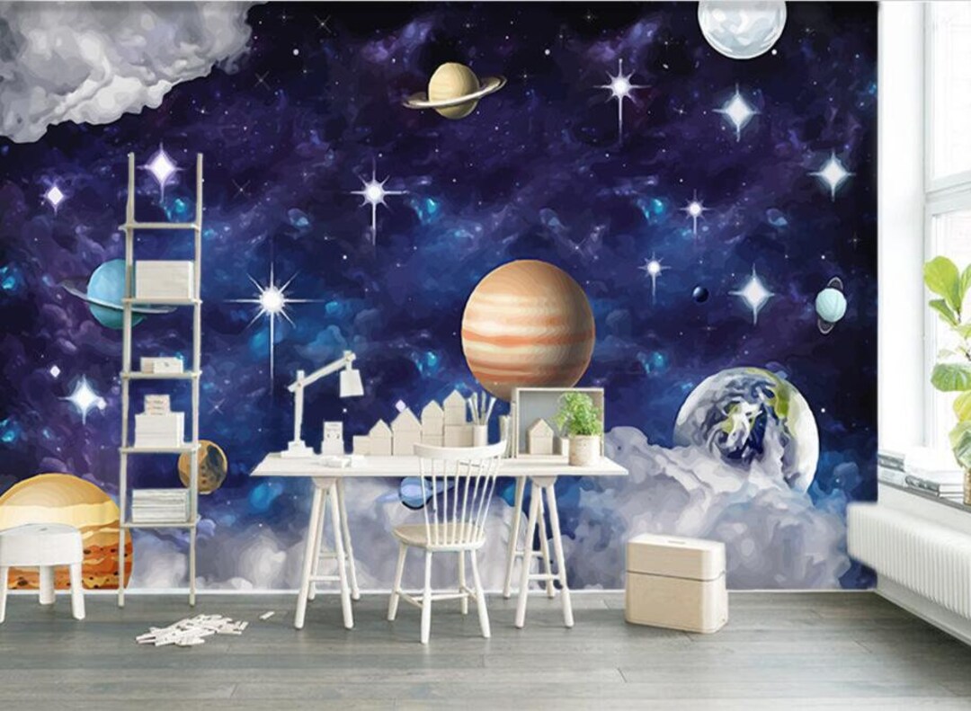 Custom 3d Wallpaper Murals Hand Painted Universe Galaxy Etsy