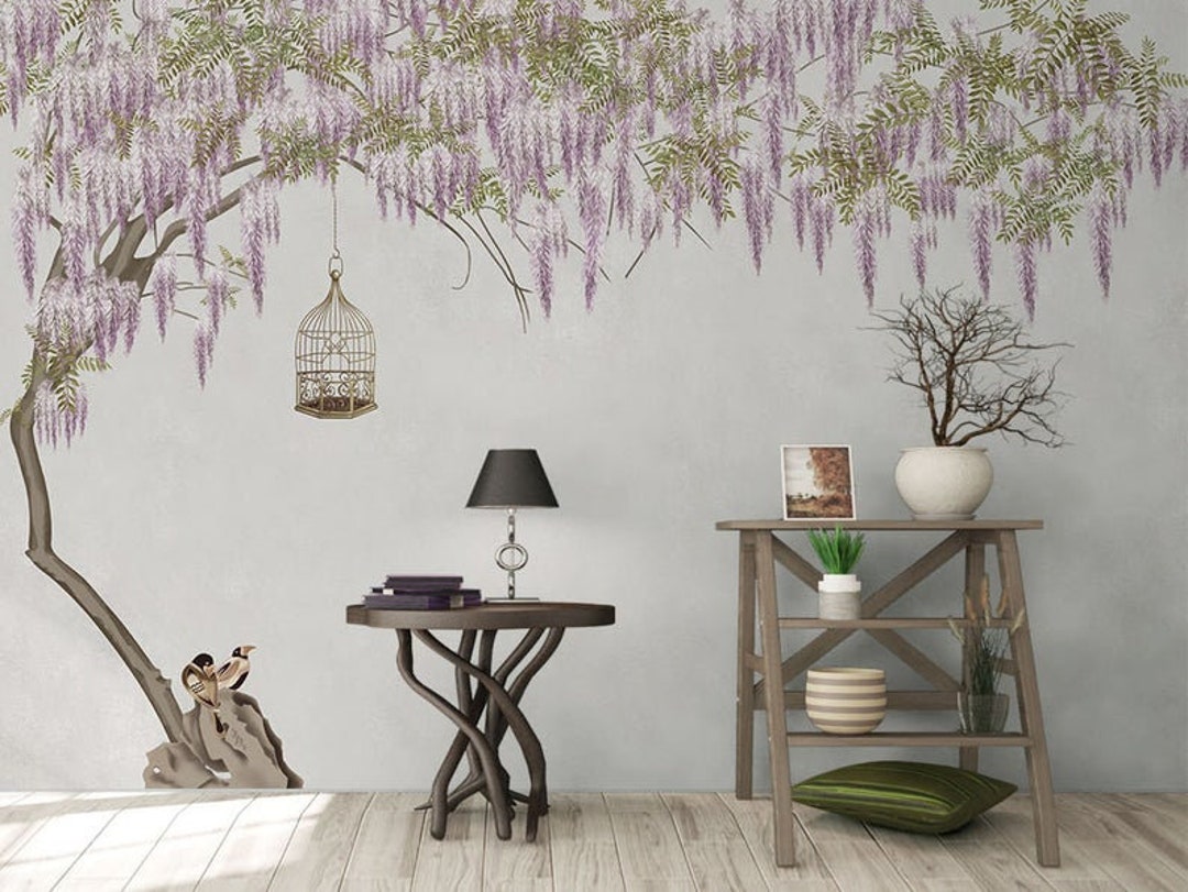 Wisteria Wallpaper Murals, Flower Pattern Wall Decorating Home Decor - Etsy