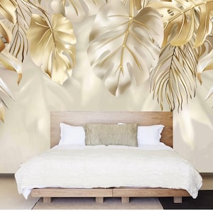 Hanging Gold Palm Leaves Wallpaper Wall Mural Home Decor
