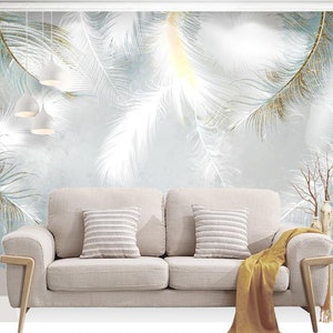 Custom Wallpaper Modern Minimalist Watercolor Feather Mural Nordic Small Fresh TV background Wall Murals