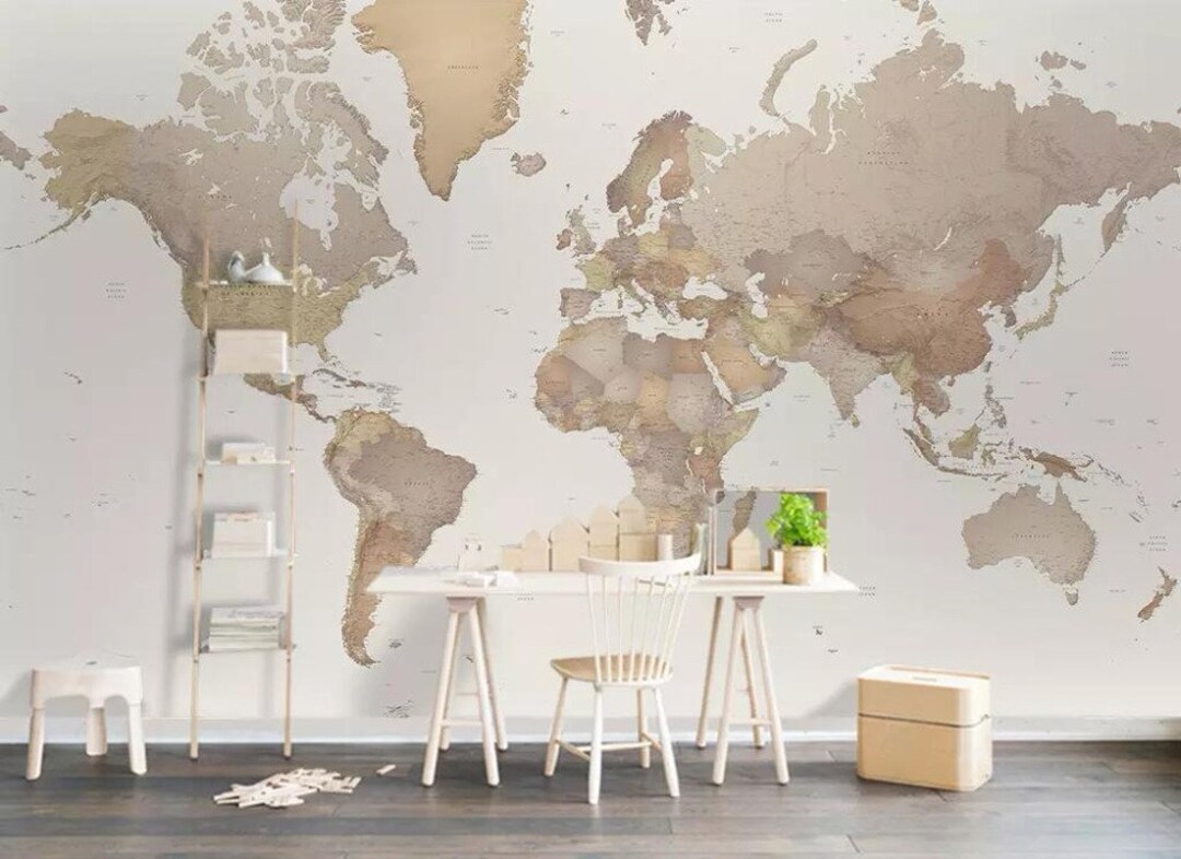 European Minimalist Nostalgic Wallpaper World Map TV Background Wall