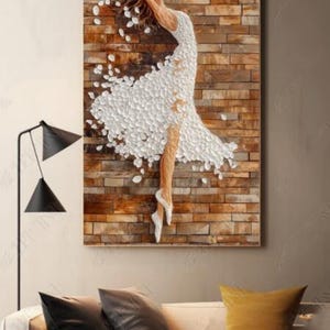 100% Handmade Oil Painting, Dancing Girl Oil Painting, Handmade Ballet Girl Wall Art Picture Living Room Bedroom Decor (No Frame)