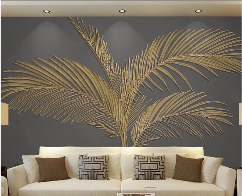 Luxury Gold Banana Leaf Wallpaper 3D Huge Banana Leaf Wall Etsy