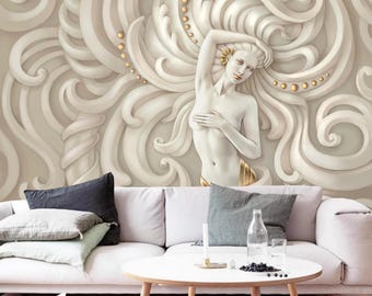 3D Woman Art Wallpaper Mural - Peel and Stick Home Decor