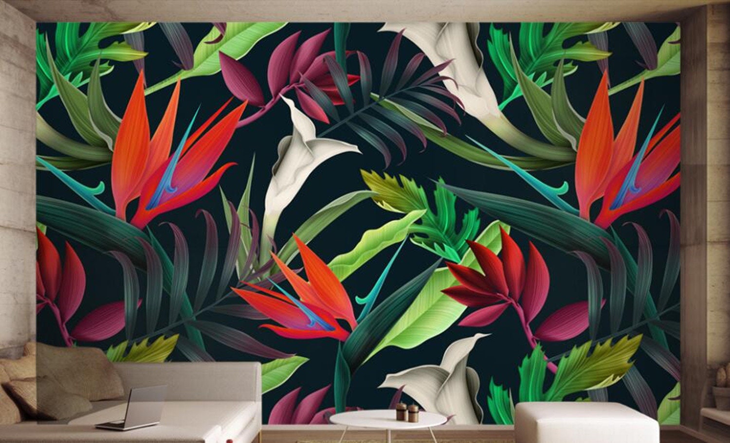 Custom Tropical Plant Flowers Photo Wallpaper Bedroom Living - Etsy