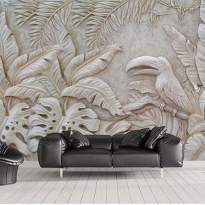 3D Embossed Toucan Wallpaper Mural: Tropical Rainforest Peel & Stick - Etsy