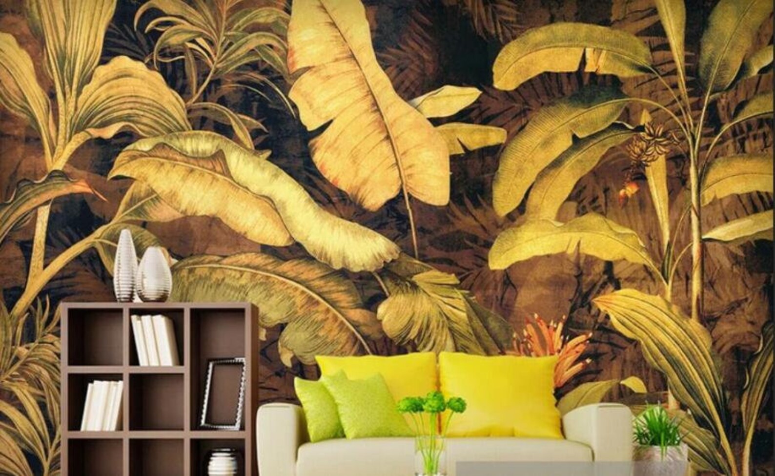 Tropical Palm Leaf Wallpaper Mural Print Photo Wallpaper for - Etsy