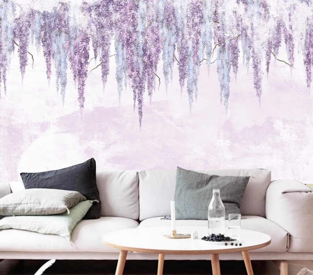 Hanging Wisteria Flowers Wallpaper Mural, Home Decor - Etsy