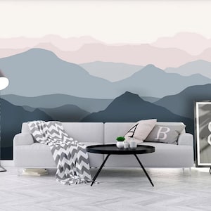 Ombre Mountains Nursery Wallpaper, Creative Mountains Kids Babies Room Wall Murals for Living or Dinning Room