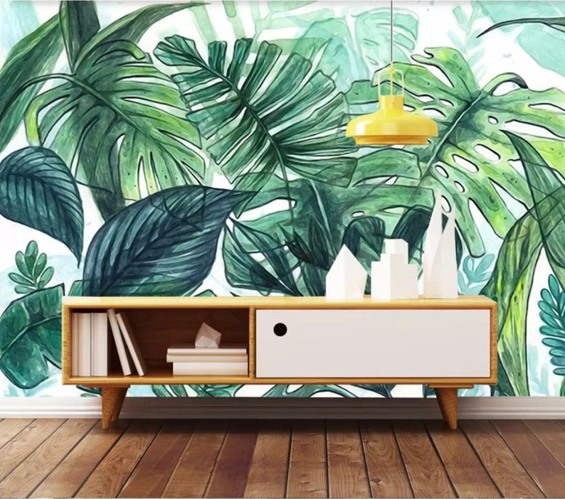 Custom Mural Wallpaper Hand Painted Tropical Hand Painted - Etsy