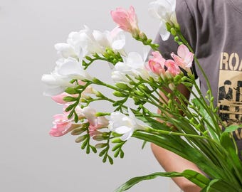 Ramo de fresias artificiales realistas: decoración floral DIY, 59 cm