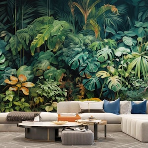 Tropical Rainforest Plants and Trees Forest Jungle Wallpaper Wall Mural Home Decor for Living Room Bedroom or Dinning Room